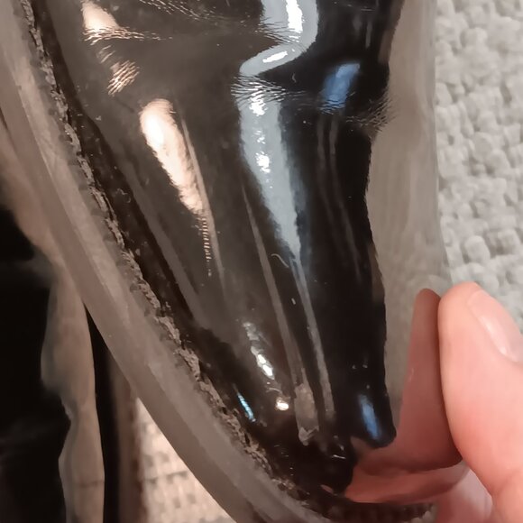 Stafford Essentials men's black patent leather tuxedo dress derby shoes sz 10 M - Picture 8 of 13